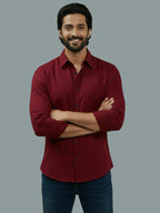 TerraDesi Azure Zenith Solid Cotton Blend Formal Shirt