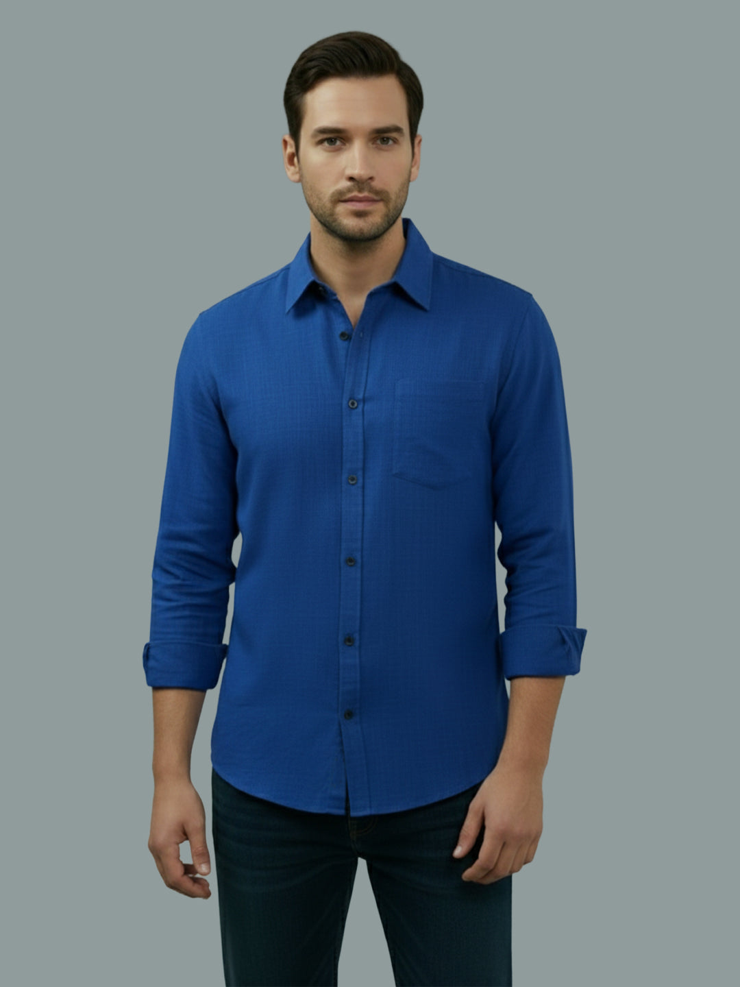 TerraDesi Saffron Ember Solid Cotton Formal Shirt