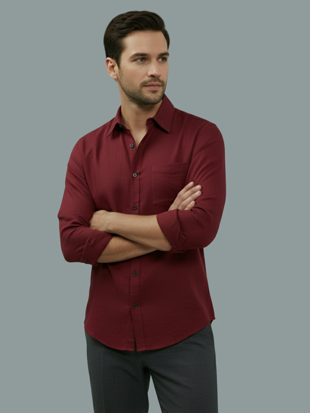 TerraDesi Saffron Ember Solid Cotton Formal Shirt