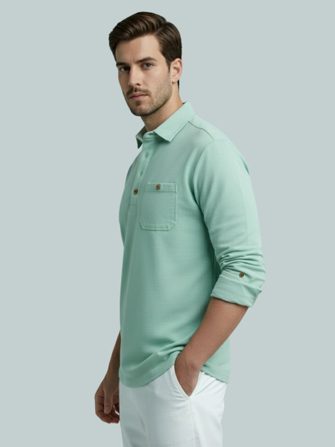 TerraDesi Men's Solid Cotton Short Kurta – Smart Everyday Style (SE88)