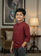 TerraDesi Junior Alabaster Grace Solid Mandarin Shirt