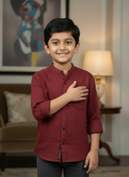 TerraDesi Junior Alabaster Grace Solid Mandarin Shirt