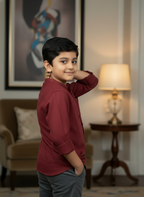 TerraDesi Junior Alabaster Grace Solid Mandarin Shirt