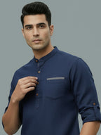 TerraDesi Men's Casual Regular Fit Full Sleeve Pocket Contrast Kurta (SE119)
