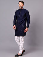 TerraDesi Royal Pista Bloom Chikankari Sequined Kurta Pajama Set