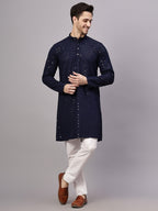 TerraDesi Golden Radiance Chikankari Sequined Kurta Pajama Set