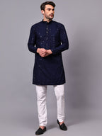 TerraDesi Royal Pista Bloom Chikankari Sequined Kurta Pajama Set