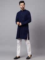 TerraDesi Regal Ruby Chikankari Sequined Triangle Embroidered Kurta Pajama Set