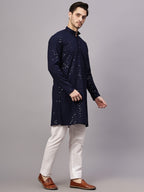 TerraDesi Golden Radiance Chikankari Sequined Kurta Pajama Set