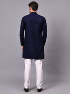 TerraDesi Royal Pista Bloom Chikankari Sequined Kurta Pajama Set
