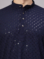 TerraDesi Golden Radiance Chikankari Sequined Kurta Pajama Set