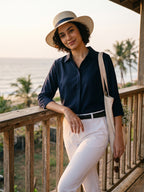 Midnight Breeze Satin Shirt – Effortless Summer Luxe