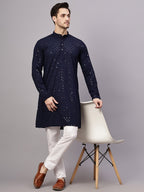TerraDesi Golden Radiance Chikankari Sequined Kurta Pajama Set