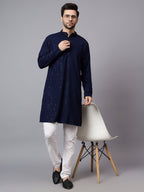 TerraDesi Regal Ruby Chikankari Sequined Triangle Embroidered Kurta Pajama Set