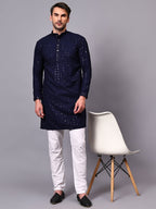 TerraDesi Royal Pista Bloom Chikankari Sequined Kurta Pajama Set