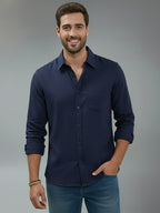 TerraDesi Alabaster Peak Solid Cotton Blend Formal Shirt