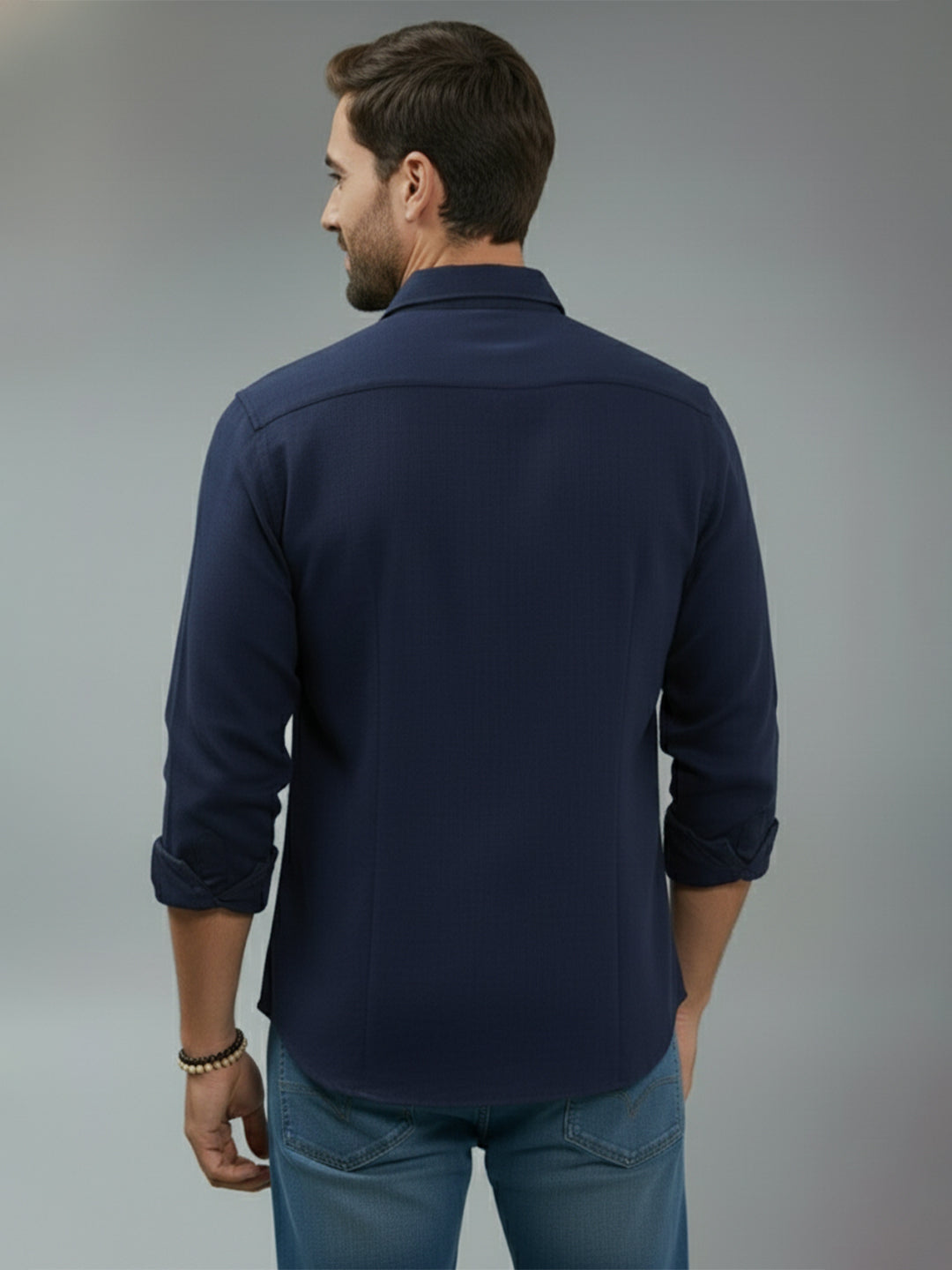 TerraDesi Alabaster Peak Solid Cotton Blend Formal Shirt