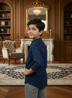 TerraDesi Junior Alabaster Grace Solid Mandarin Shirt