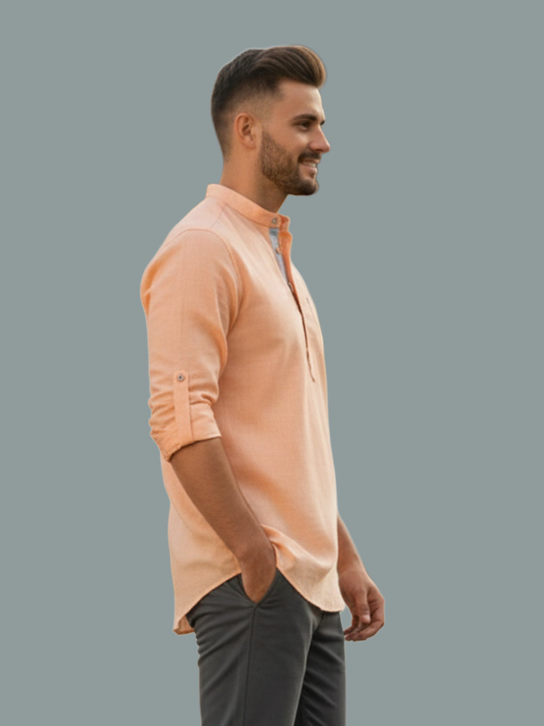 TerraDesi Men's Regular Fit Cotton Mandarin Collar Kurta (SE120)