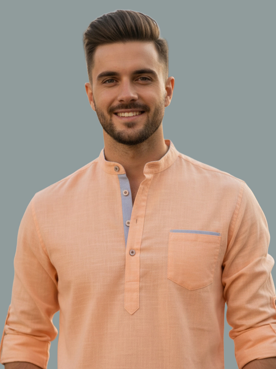 TerraDesi Men's Regular Fit Cotton Mandarin Collar Kurta (SE120)
