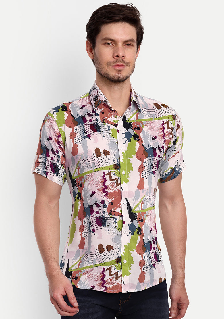 TerraDesi Artistic Splash Print Rayon Shirt – Multicolor Creative Statement Wear