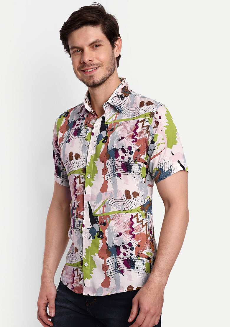 TerraDesi Artistic Splash Print Rayon Shirt – Multicolor Creative Statement Wear