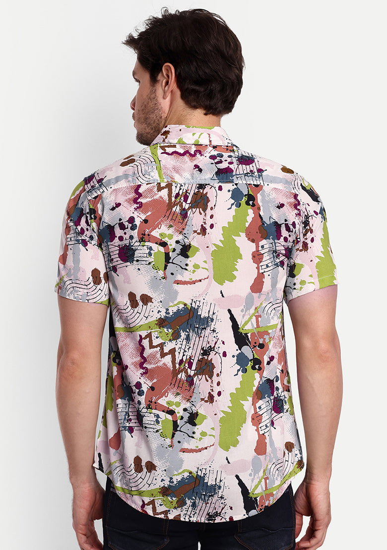 TerraDesi Artistic Splash Print Rayon Shirt – Multicolor Creative Statement Wear