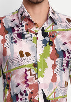 TerraDesi Artistic Splash Print Rayon Shirt – Multicolor Creative Statement Wear