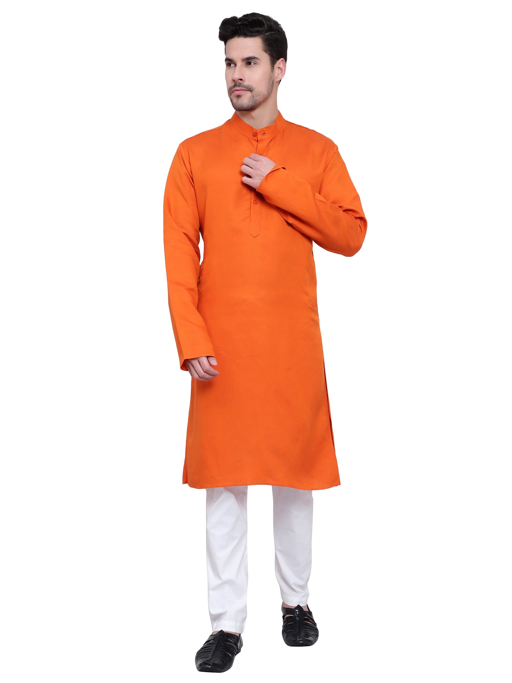 TerraDesi Saffron Heritage Cotton Kurta Pajama Set for Men Main image