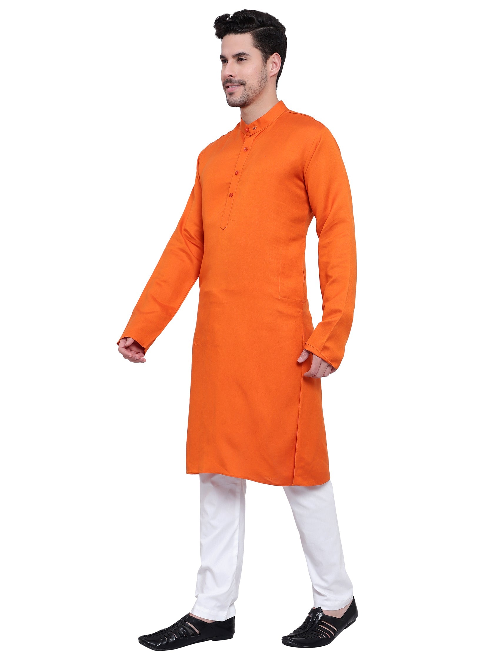 TerraDesi Saffron Heritage Cotton Kurta Pajama Set for Men