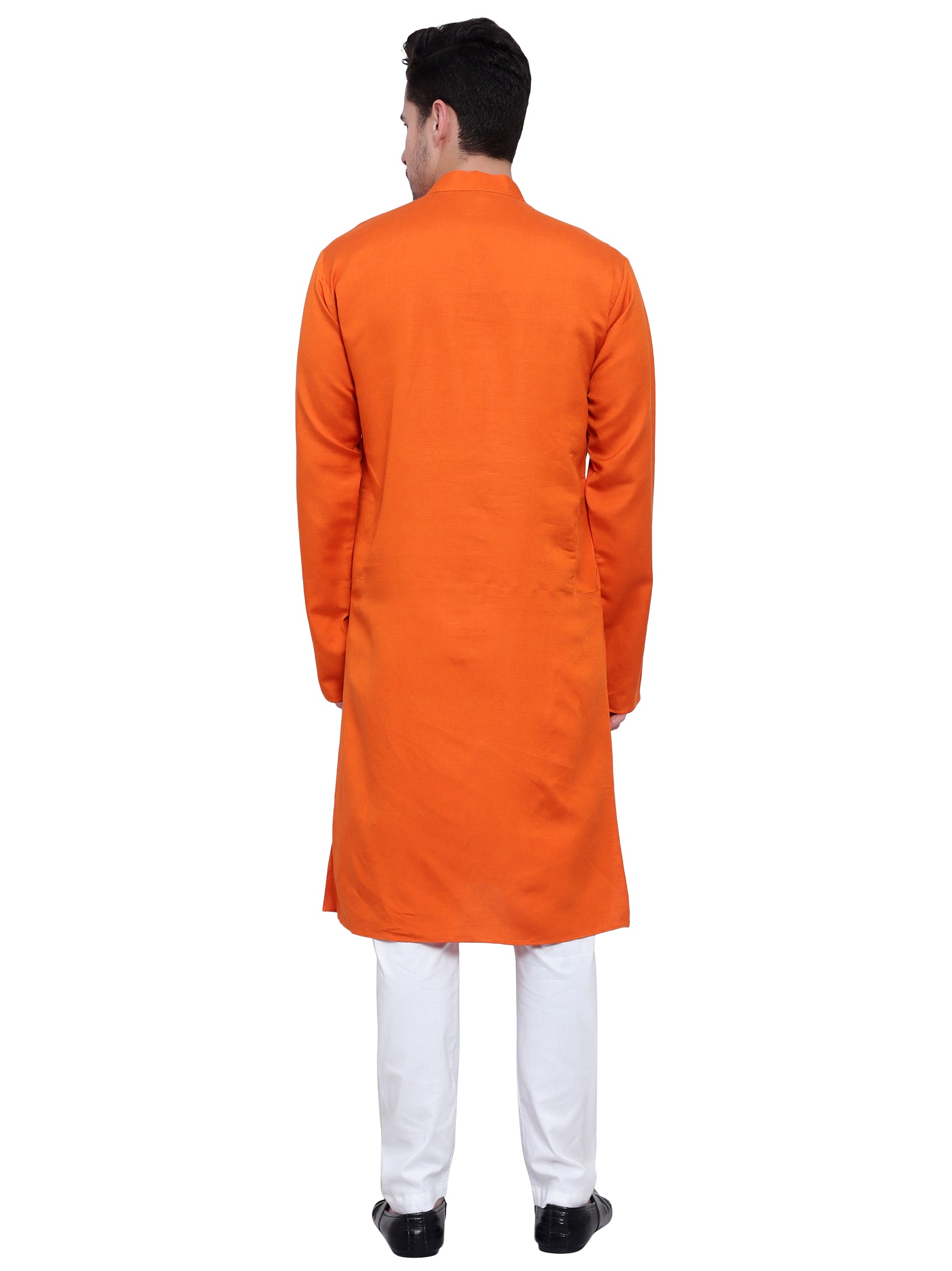 TerraDesi Saffron Heritage Cotton Kurta Pajama Set for Men