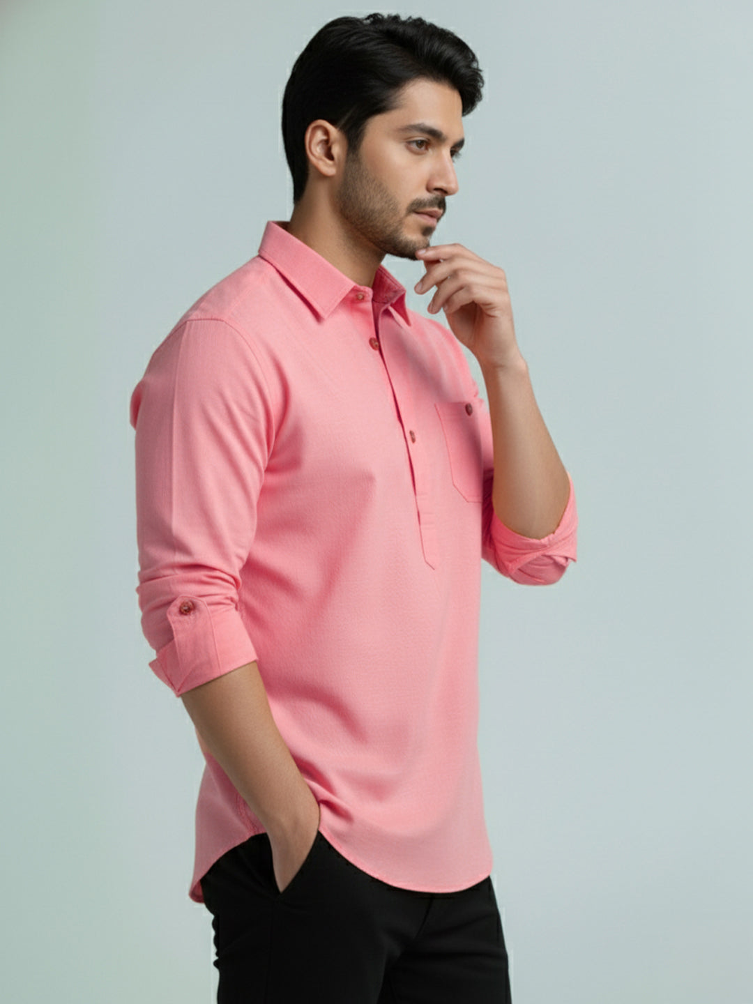 TerraDesi Men's Premium Cotton Short Kurta – Modern Ethnic Essential (SE82)