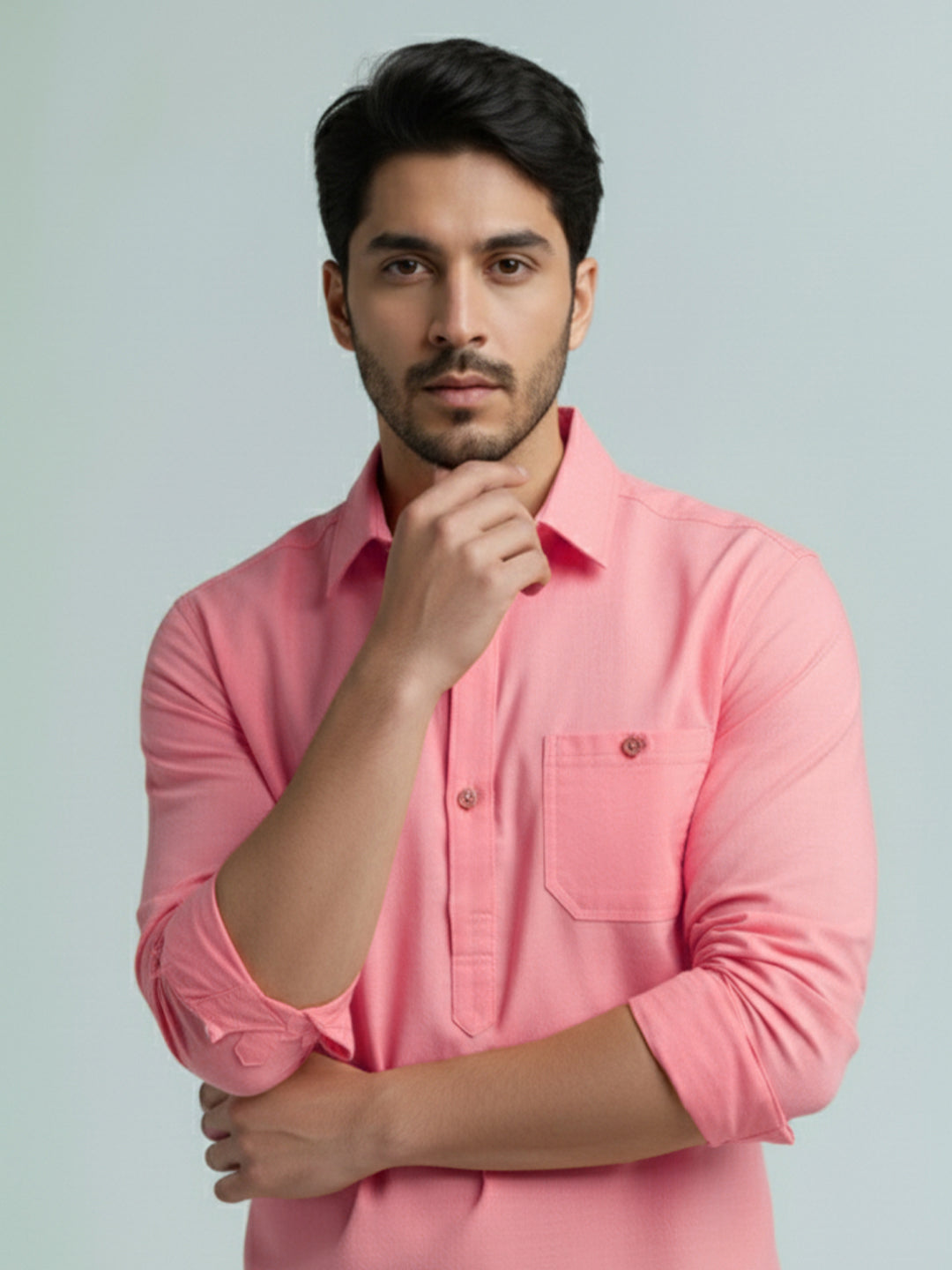 TerraDesi Men's Premium Cotton Short Kurta – Modern Ethnic Essential (SE82)