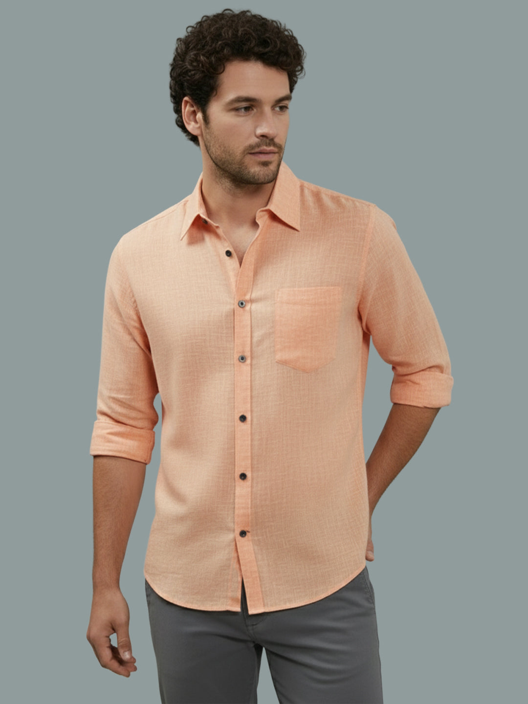 TerraDesi Onyx Stealth Solid Cotton Blend Formal Shirt