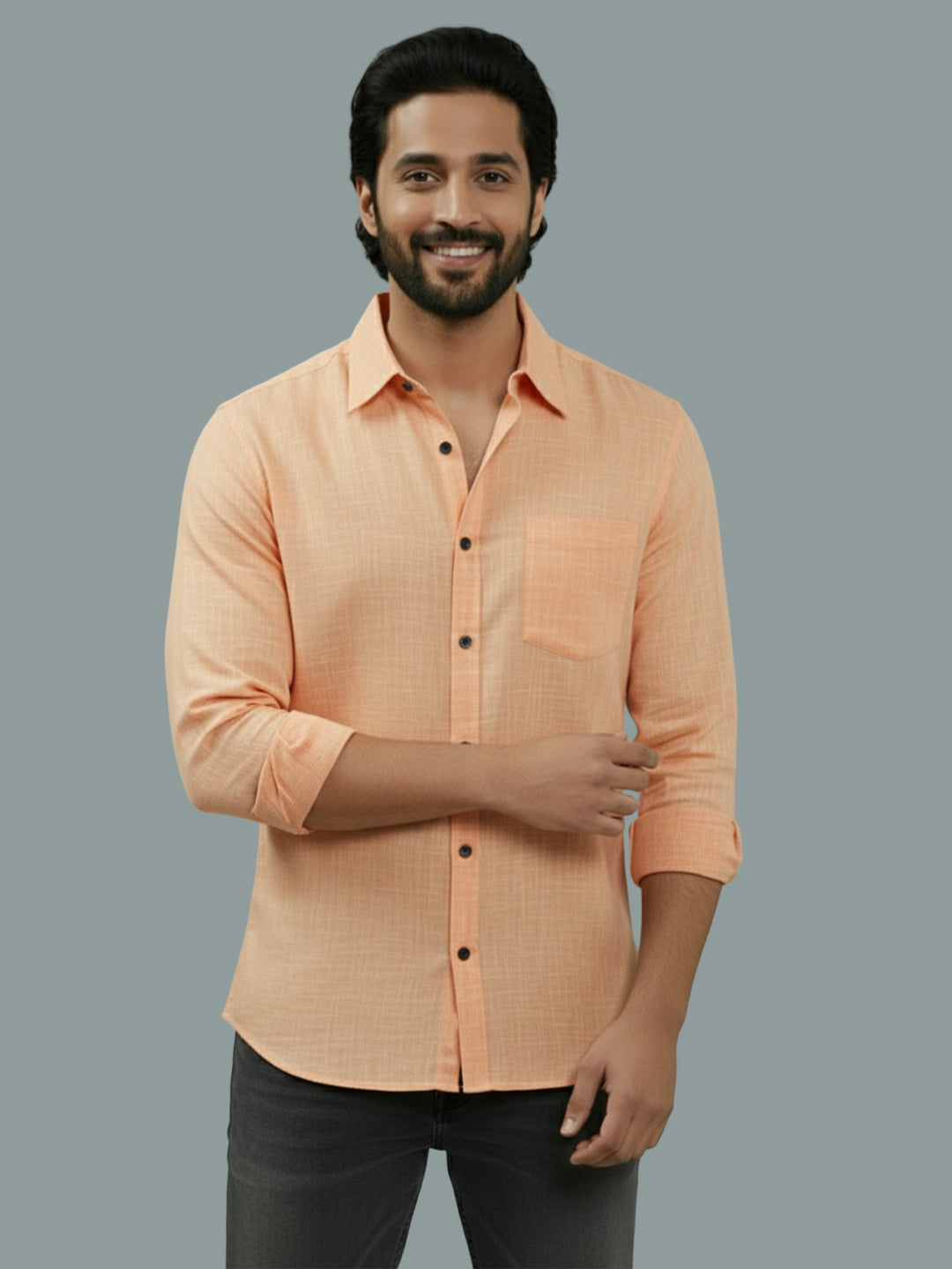 TerraDesi Azure Zenith Solid Cotton Blend Formal Shirt