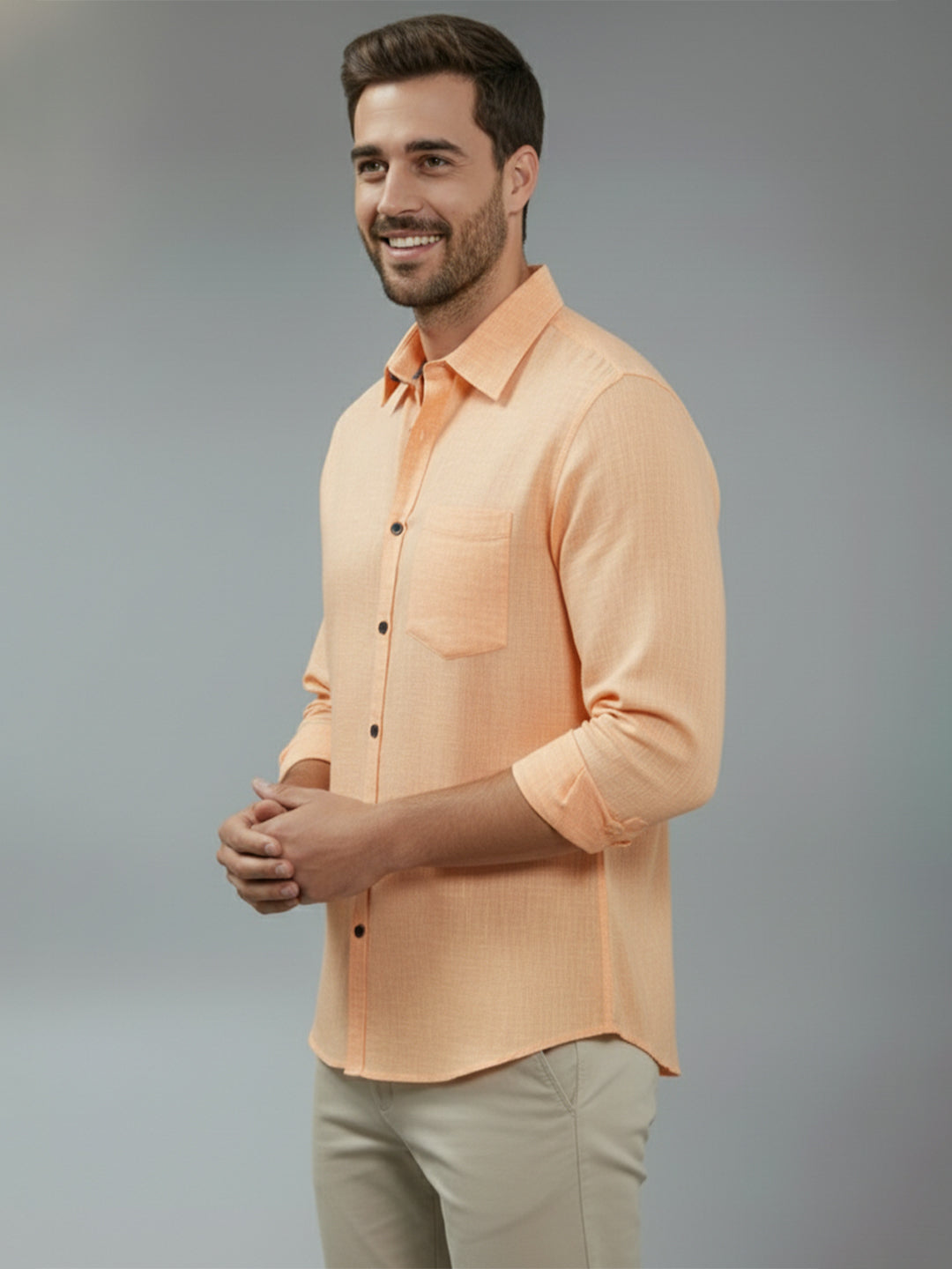 TerraDesi Alabaster Peak Solid Cotton Blend Formal Shirt