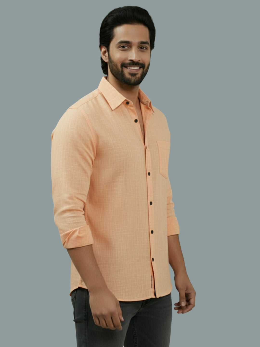TerraDesi Citrine Glow Solid Cotton Blend Formal Shirt