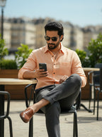 TerraDesi Citrine Glow Solid Cotton Blend Formal Shirt