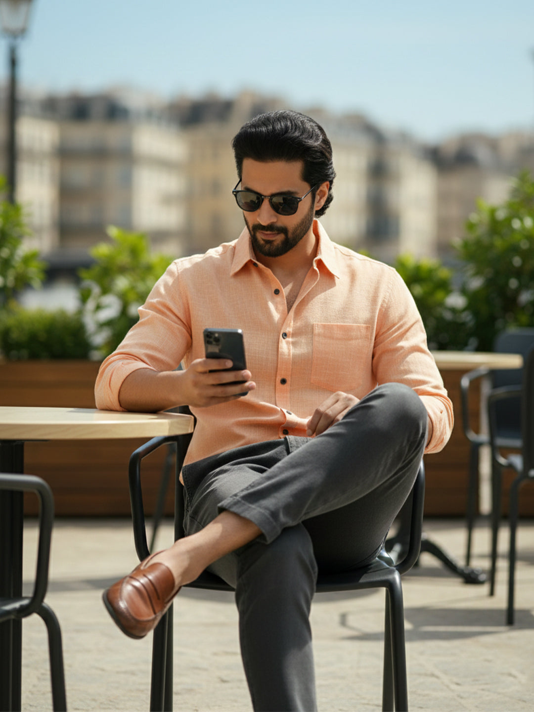 TerraDesi Citrine Glow Solid Cotton Blend Formal Shirt