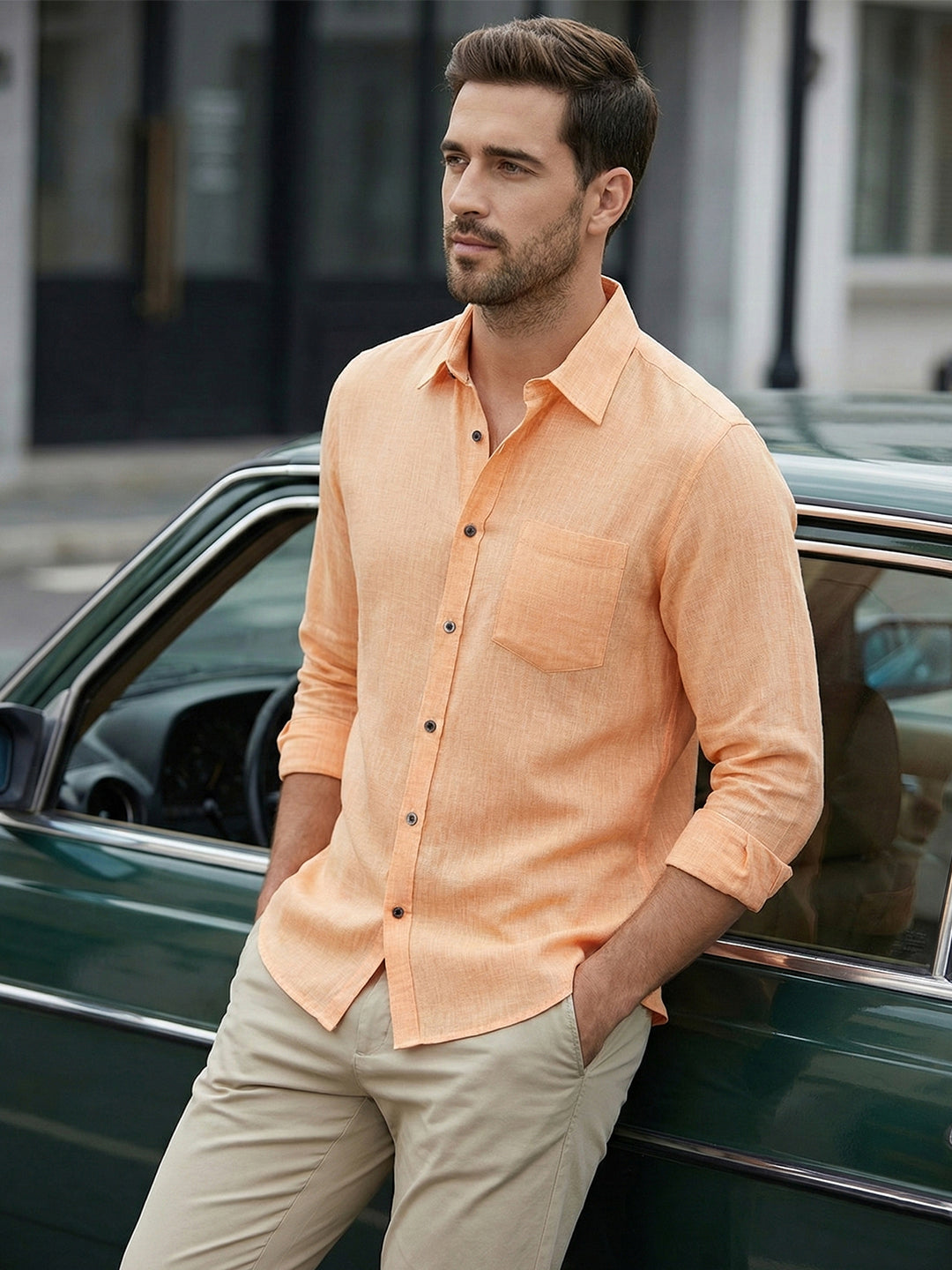 TerraDesi Alabaster Peak Solid Cotton Blend Formal Shirt