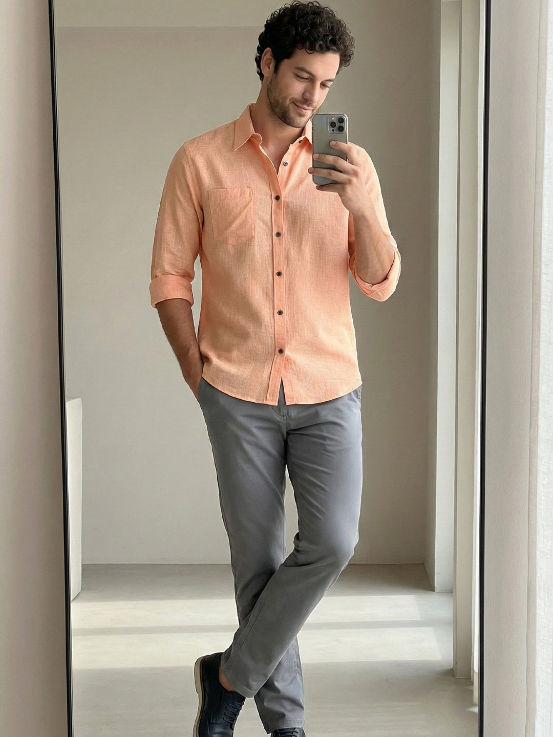 TerraDesi Onyx Stealth Solid Cotton Blend Formal Shirt