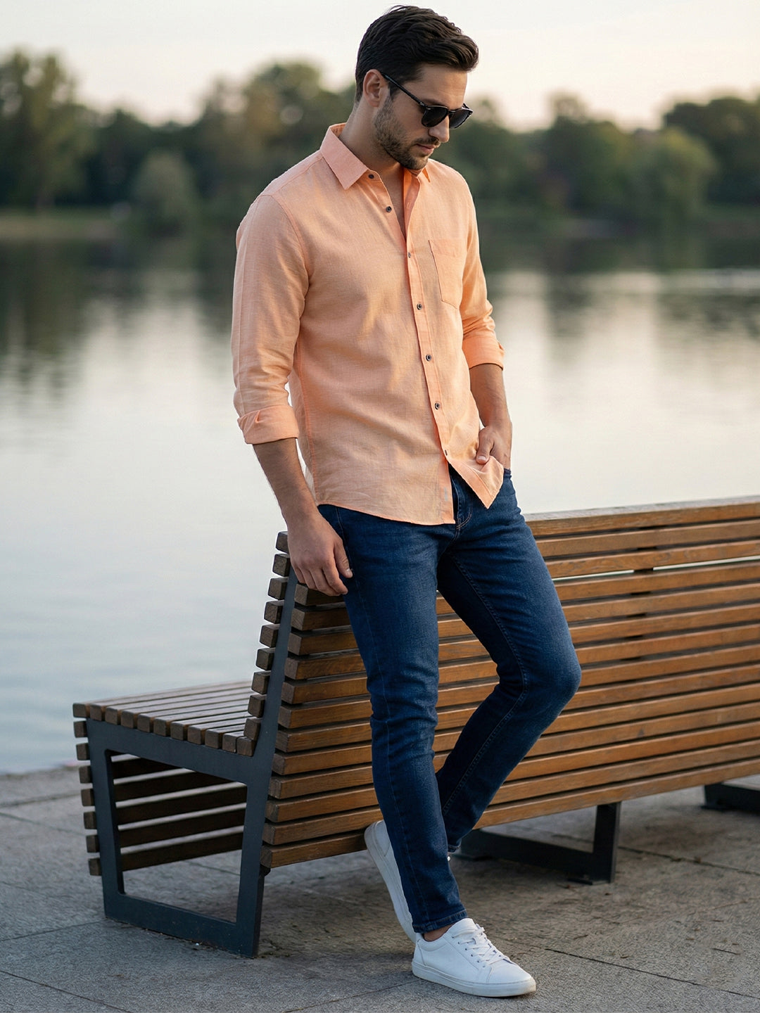 TerraDesi Saffron Ember Solid Cotton Formal Shirt Main image