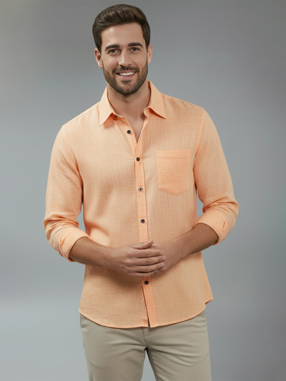 TerraDesi Alabaster Peak Solid Cotton Blend Formal Shirt