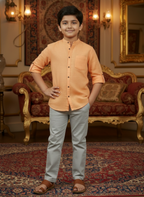 TerraDesi Junior Alabaster Grace Solid Mandarin Shirt
