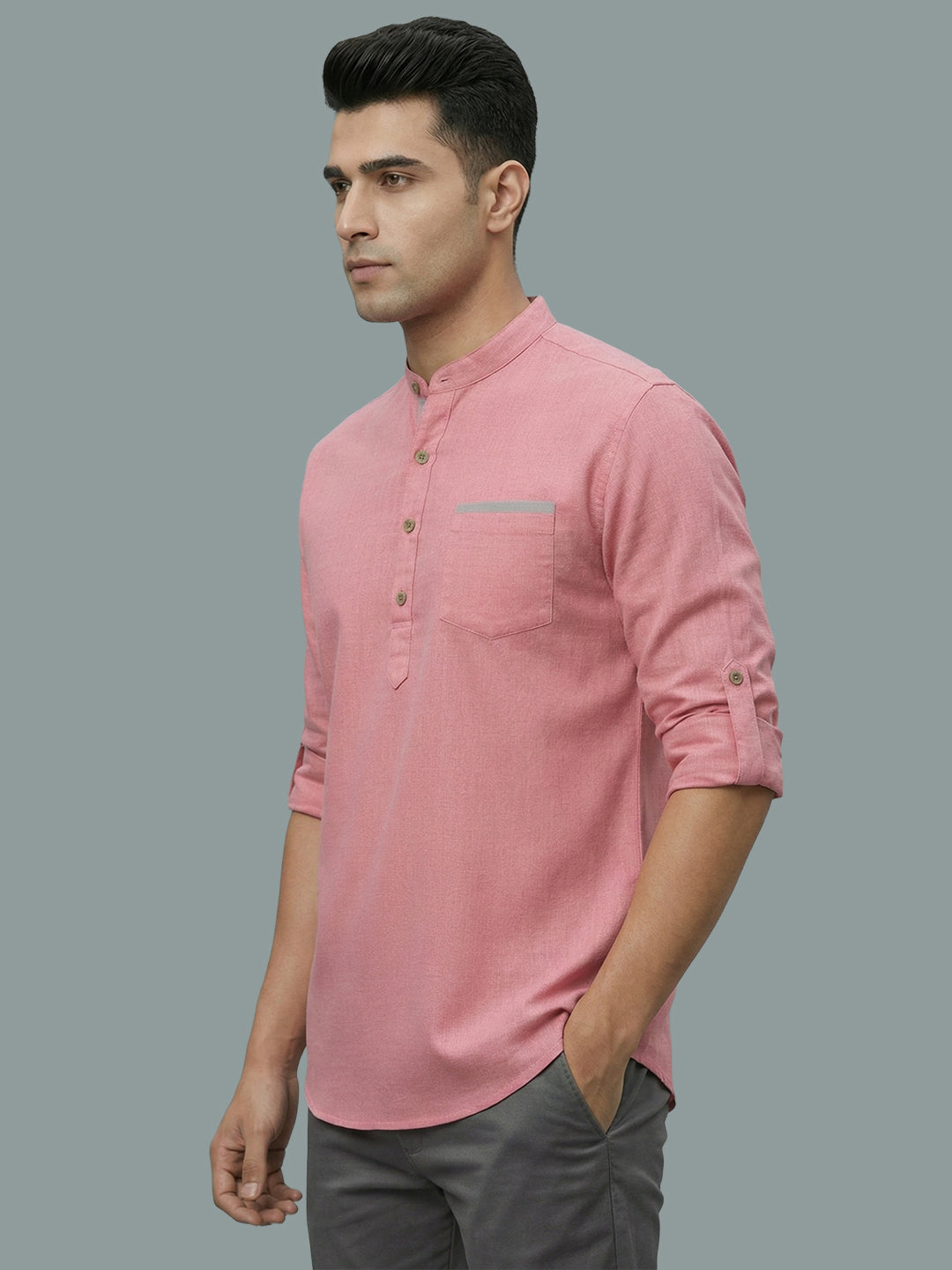TerraDesi Men's Casual Regular Fit Full Sleeve Pocket Contrast Kurta (SE119)