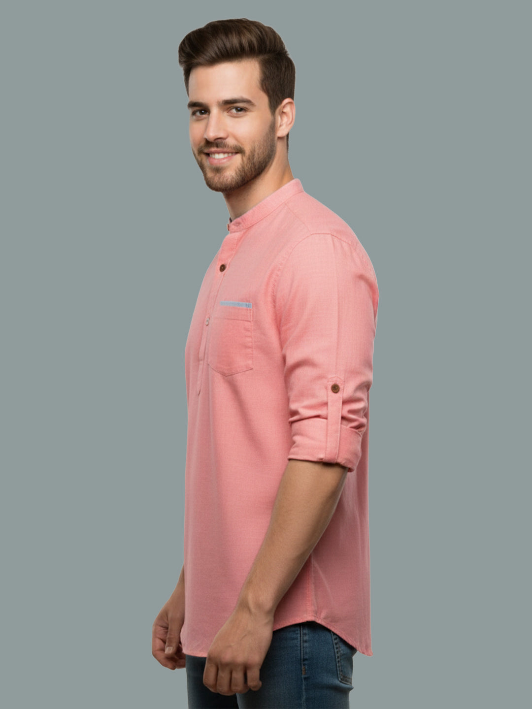 TerraDesi Men's Regular Fit Cotton Mandarin Collar Kurta (SE120)