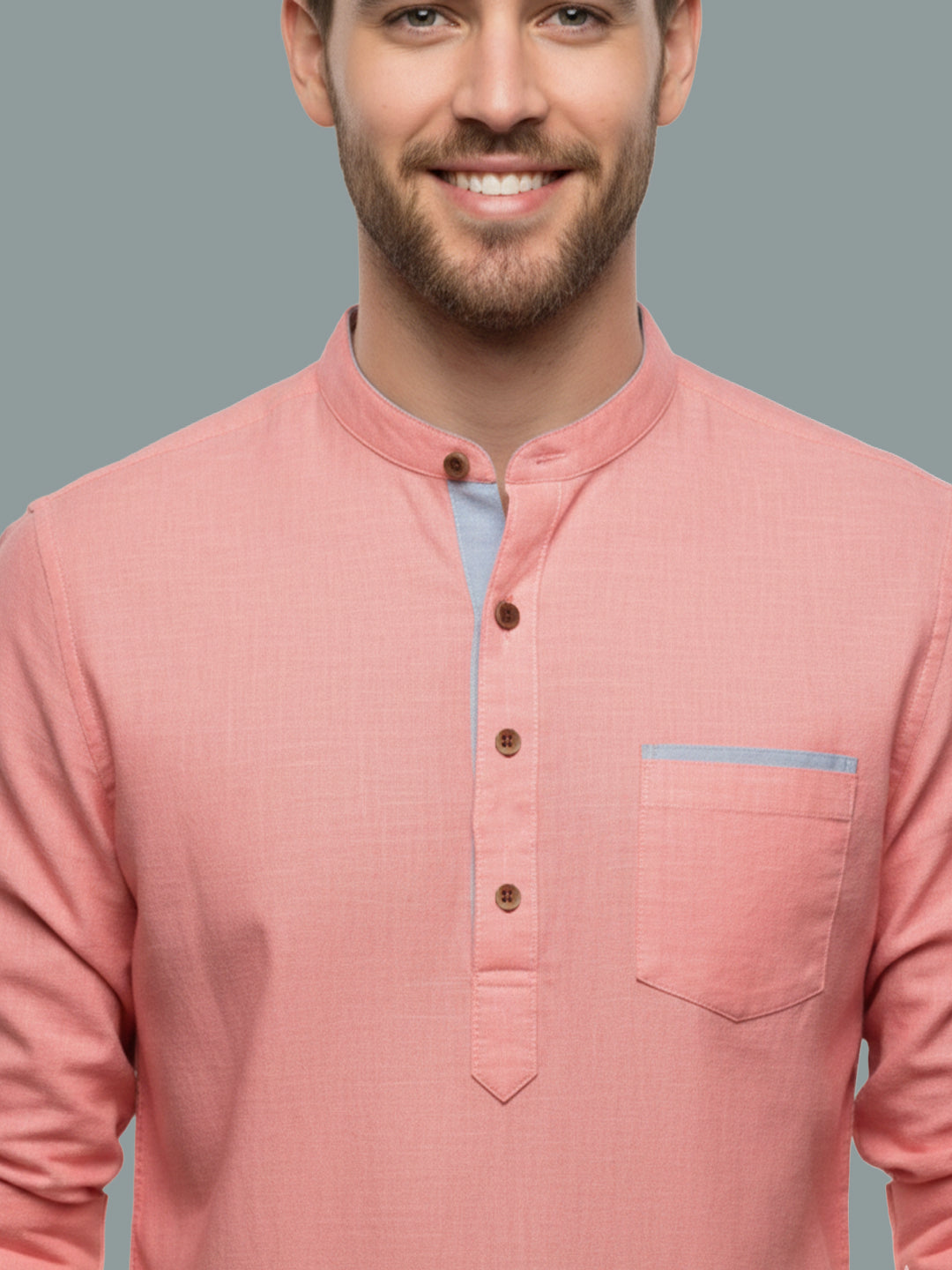 TerraDesi Men's Regular Fit Cotton Mandarin Collar Kurta (SE120)