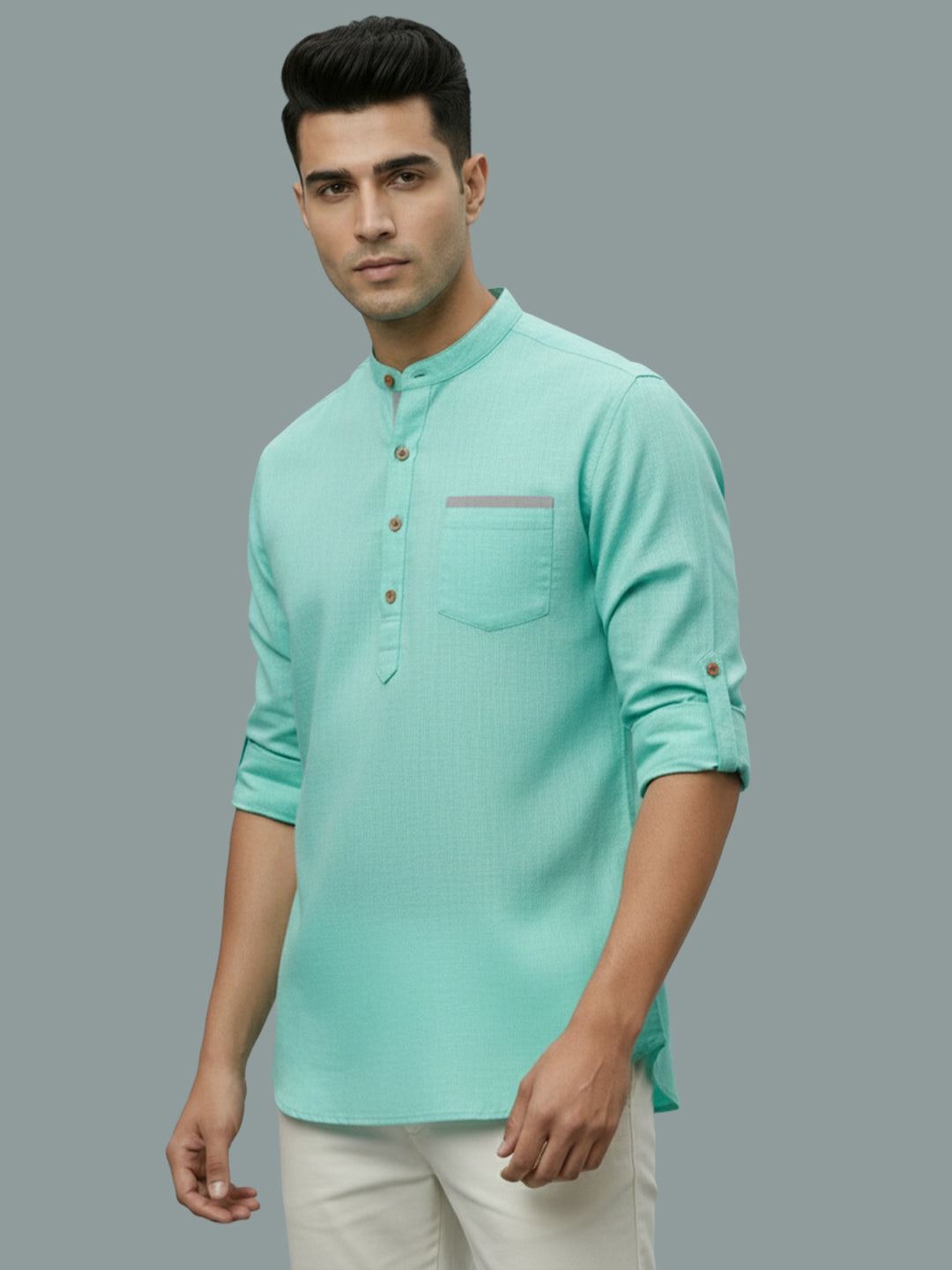 TerraDesi Men's Casual Regular Fit Full Sleeve Pocket Contrast Kurta (SE119)