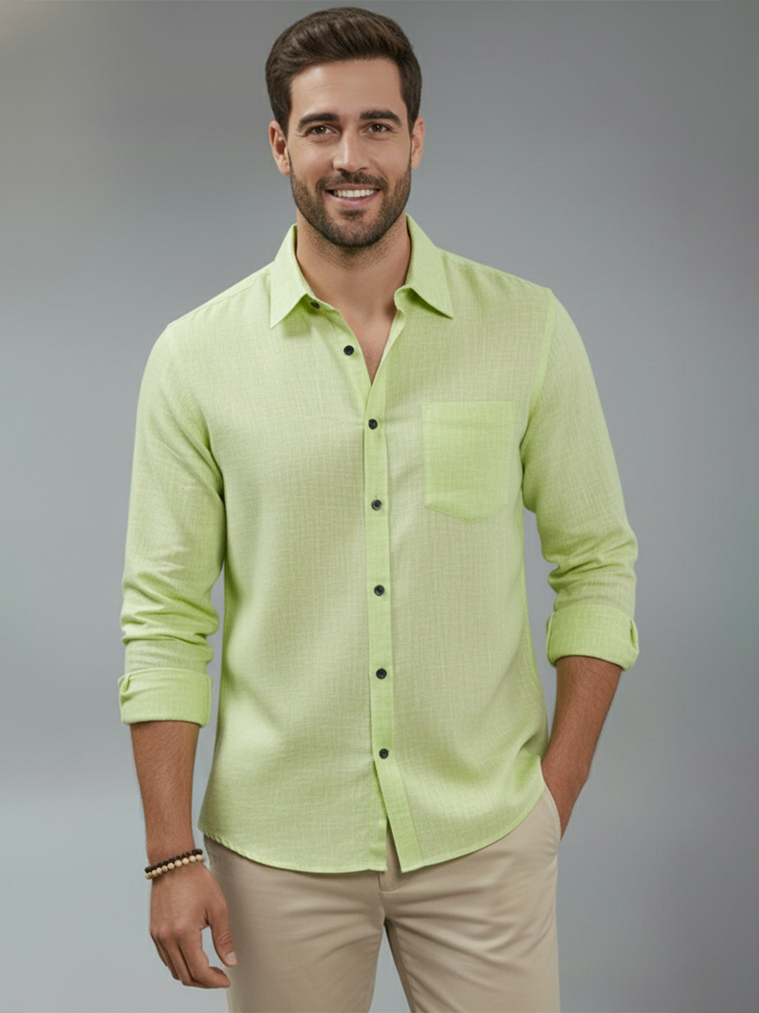 TerraDesi Alabaster Peak Solid Cotton Blend Formal Shirt