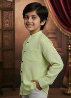 TerraDesi Junior Alabaster Grace Solid Mandarin Shirt